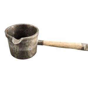 Vintage Aluminum Melting Pot With Wooden Handle Made In Japan For Crafting Or Me